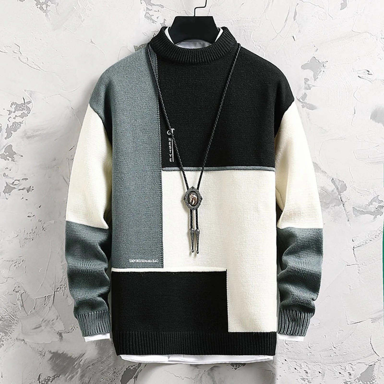 Color Block Turtleneck Sweater